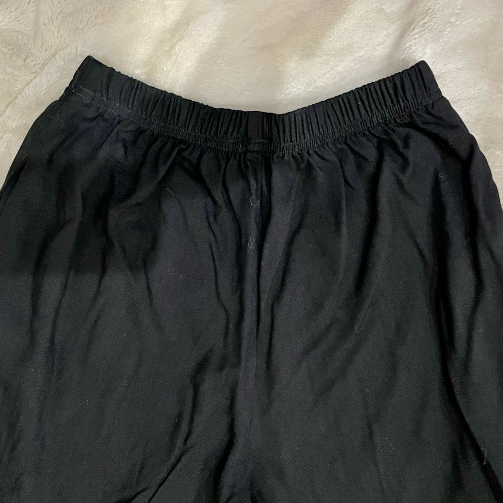Black Rayon Pants Small Petite SP CM Shapes Petite Elastic Waist Loose Fit - Picture 7 of 7